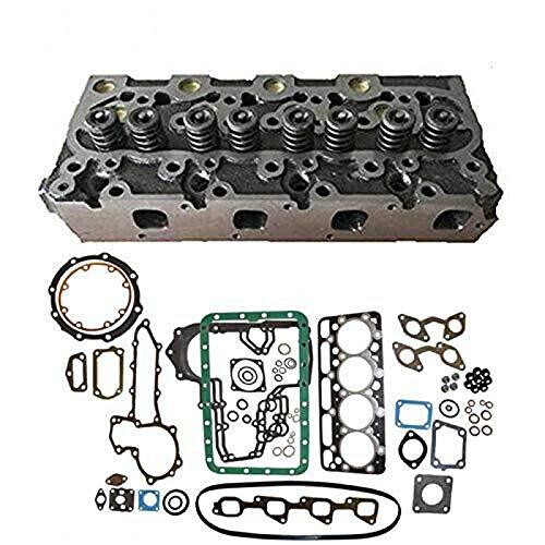 Compatible with 15521-03040 Cylinder Head with Valves + Full Gasket Kit for Kubota D1402 - KUDUPARTS