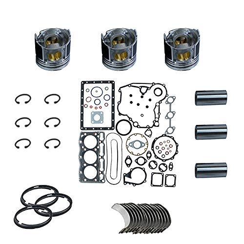 Gasket Set+Piston+Ring+Bearings+Washer for Yanmar 3TNA72 3TNA72L Kobelco SK15SR - KUDUPARTS