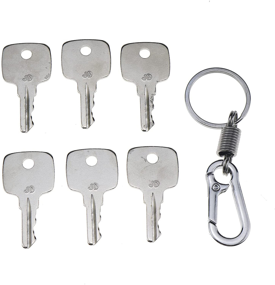 Set of 6 Keys Ignition Keys with Key Chain #AR51481 Fit for John Deere Equipment - KUDUPARTS