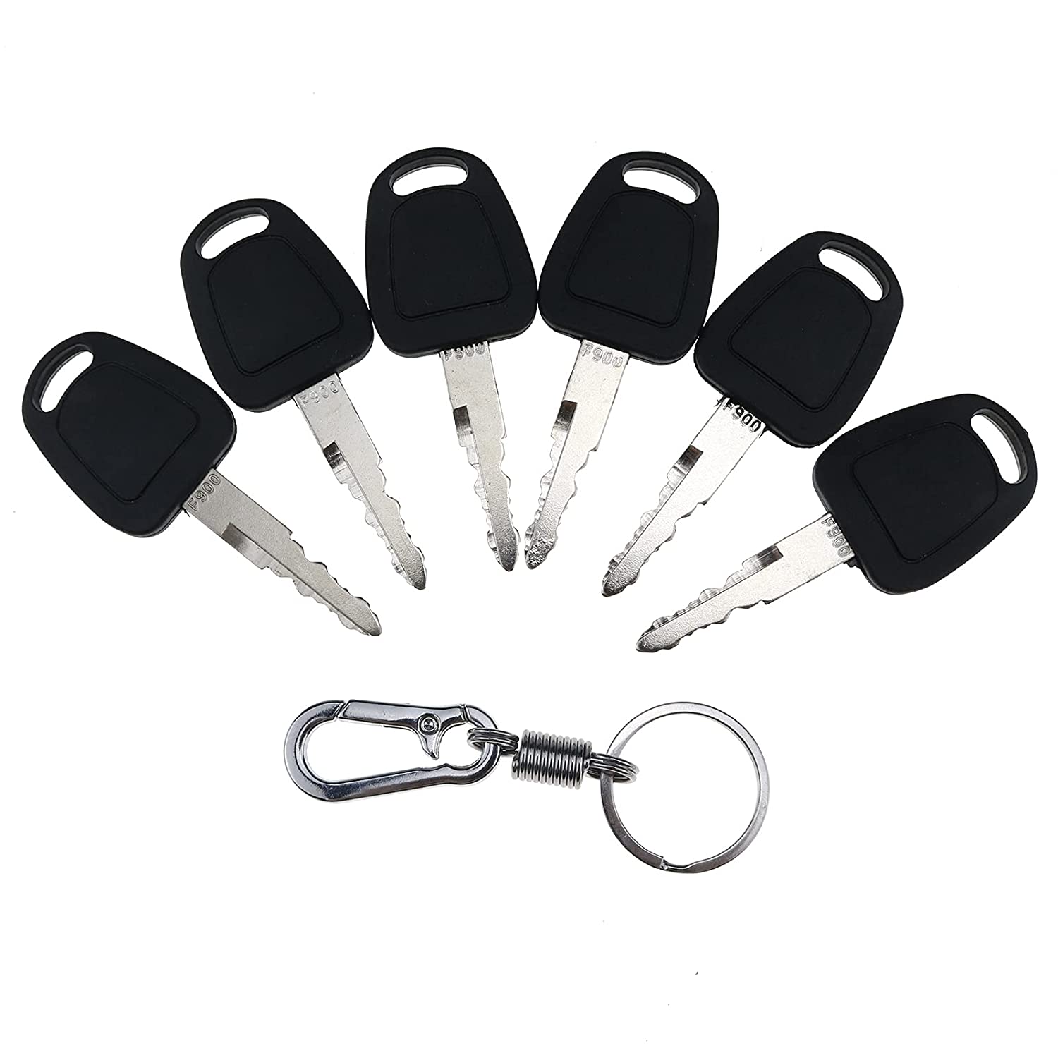 6X F900 Ignition Keys with Key Chain for Doosan/Daewoo Terex Bobcat Excavator Model K1009605 K1009605B - KUDUPARTS