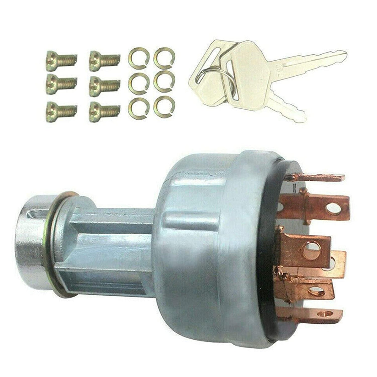 Ignition Starter Key Switch with 2 Keys 4 Position 6 Terminals 20Y-06-24680 22B-06-11910 08086-10000 Fit for Komatsu PC200-7 PC120-6 PC130-6 PC250-6 PC200-2 PC200-3 PC200-5 PC200-8 - KUDUPARTS
