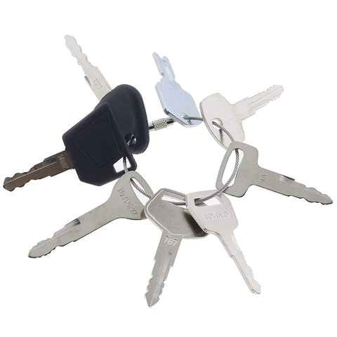 8 Keys Forklift Key Set for Yale Cat Clark Komatsu Toyota Doosan Nissan Hyster JCB - KUDUPARTS