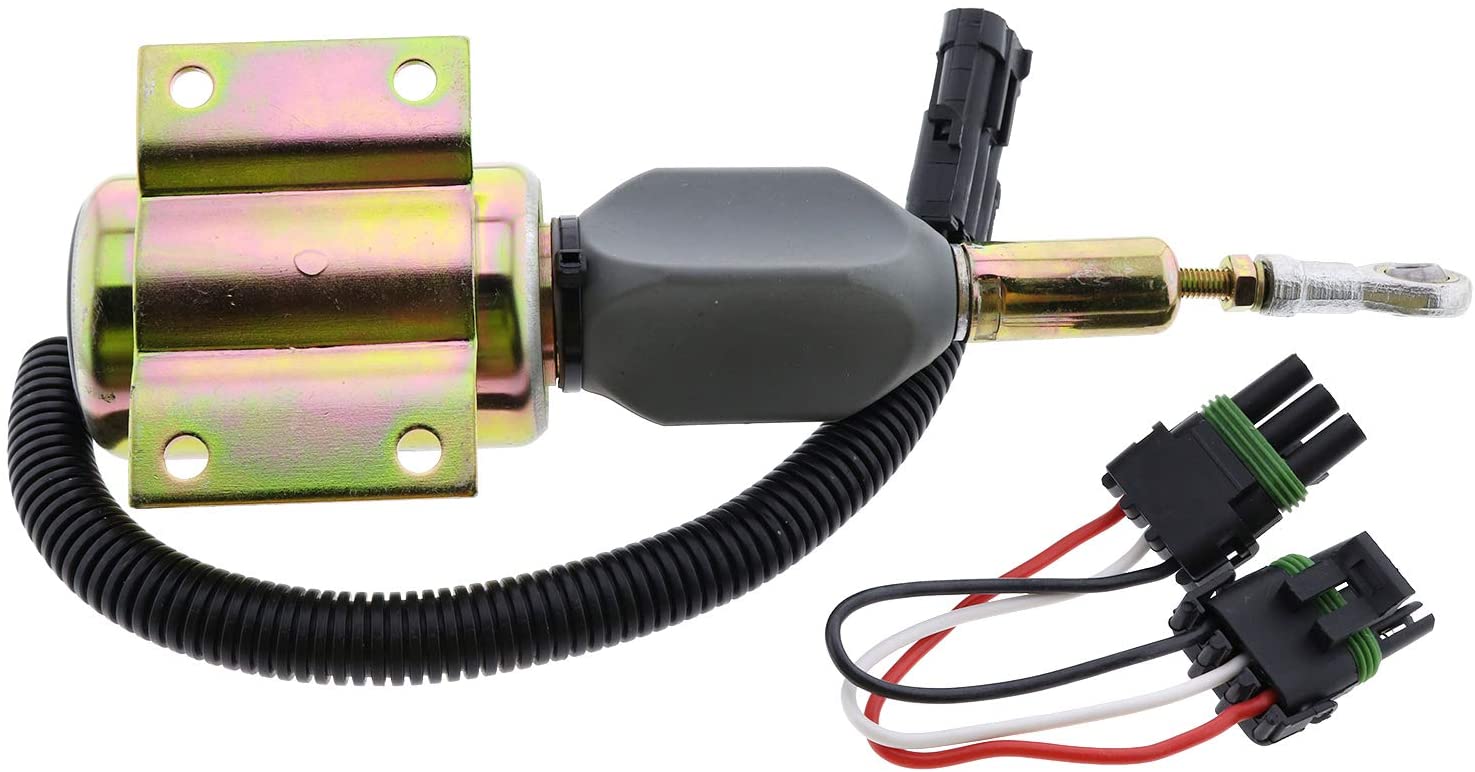 24V Fuel Shutoff Solenoid Valve RE502474 RE516083 for John Deere 120 160LC 200LC 230LC 270LC 670C 672CH 624H - KUDUPARTS