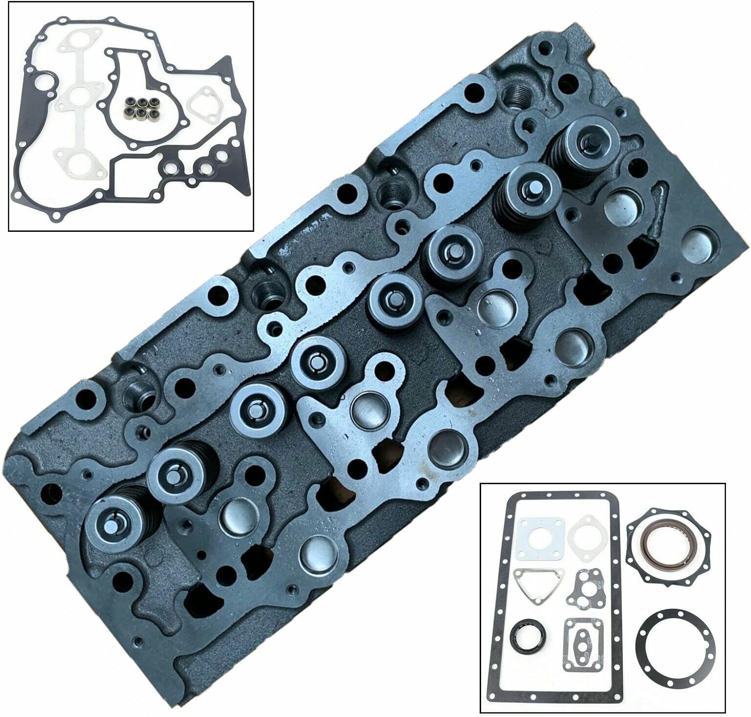 Complete Cylinder Head & Full Gasket Kit for Kubota V2203 /Bobcat 753 763 773 S175 7753 S185 S150 /Kubota Tractor Excavator - 19077-03048 - KUDUPARTS