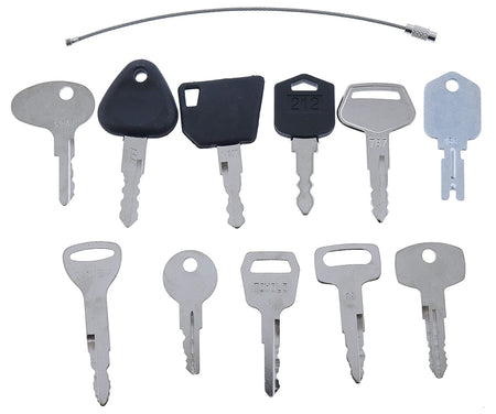 12  Set Forklift Keys Master for Yale Cat Clark Komatsu Toyota Doosan Nissan Hyster JCB Volvo Tornado Mitsubishi Forklift - KUDUPARTS