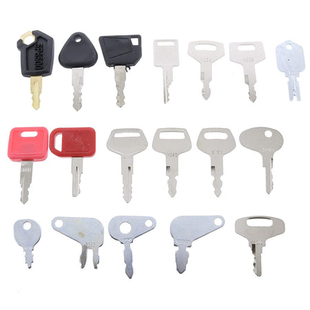 18 Equipment Ignition Key Set for CAT Case Caterpillar Hitachi JCB John Deere Kobelco Komatsu Takeuchi Volvo - KUDUPARTS