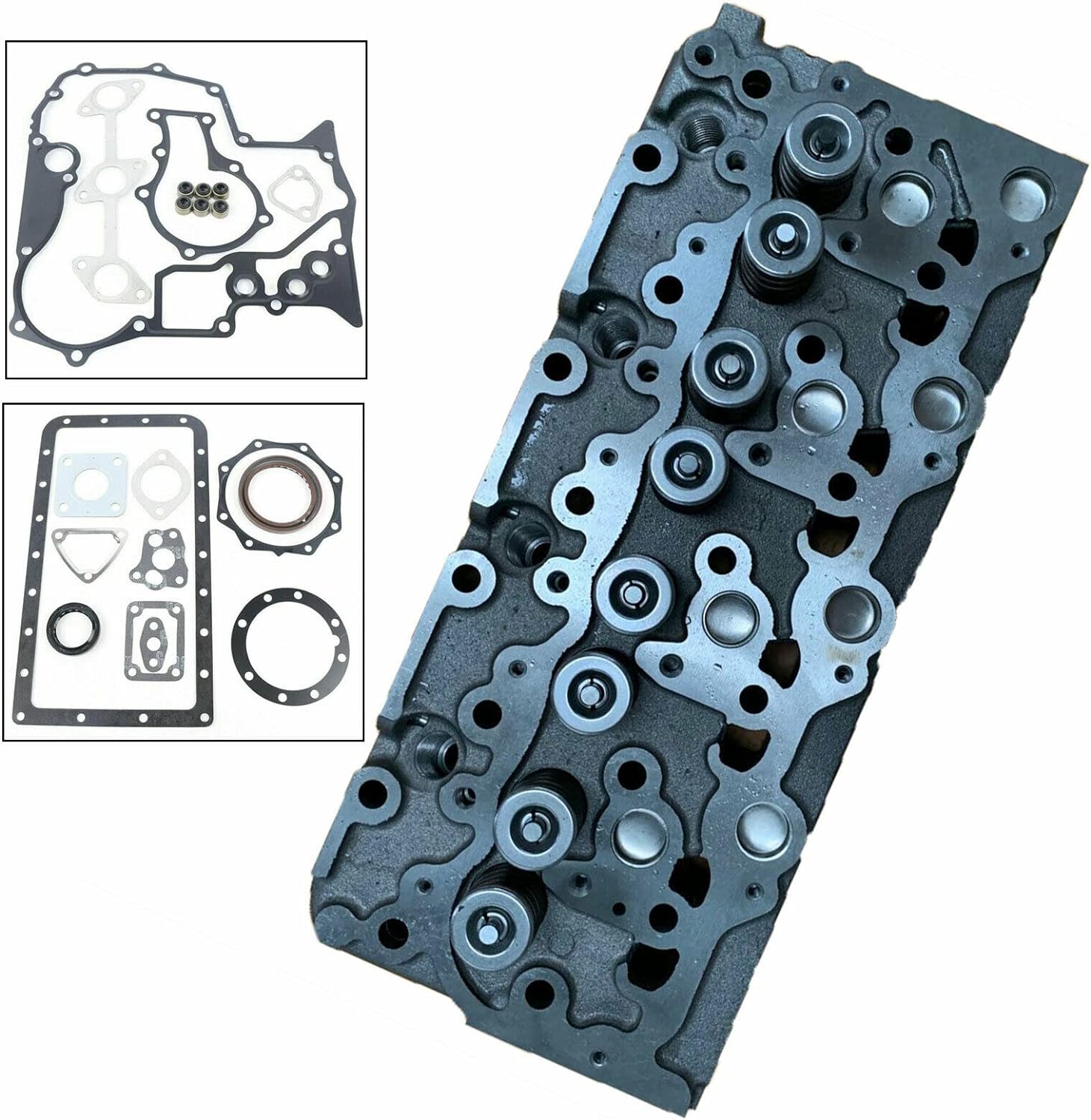 Complete Cylinder Head & Full Gasket Kit for Kubota V2203 /Bobcat 753 763 773 S175 7753 S185 S150 /Kubota Tractor Excavator - 19077-03048 - KUDUPARTS