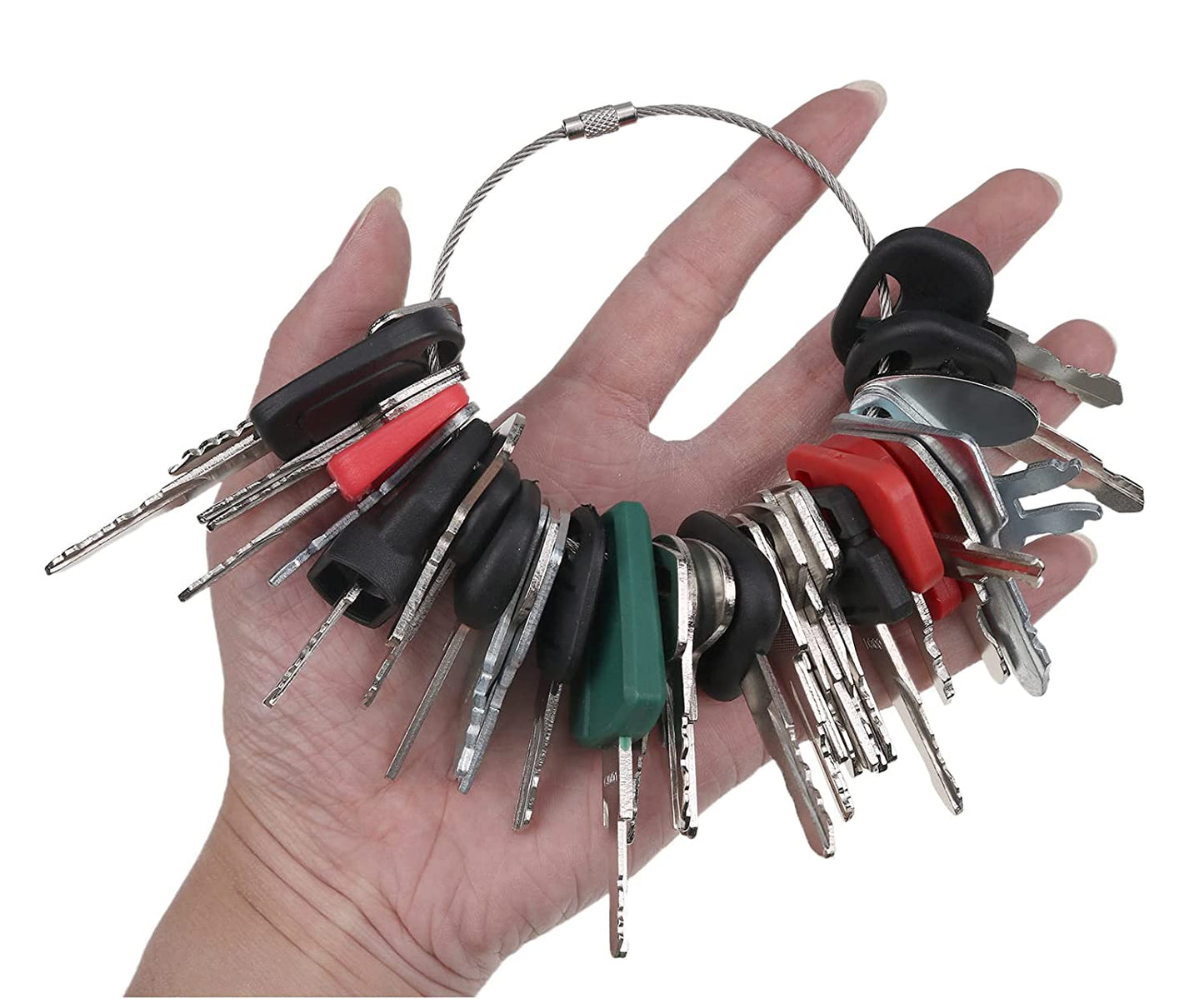 35 Ignition Key Set Equipment with Ring for Bobcat Case CAT John Deere JD Komatsu JCB Cat Ferguson New Holland Mitsubishi and More - KUDUPARTS
