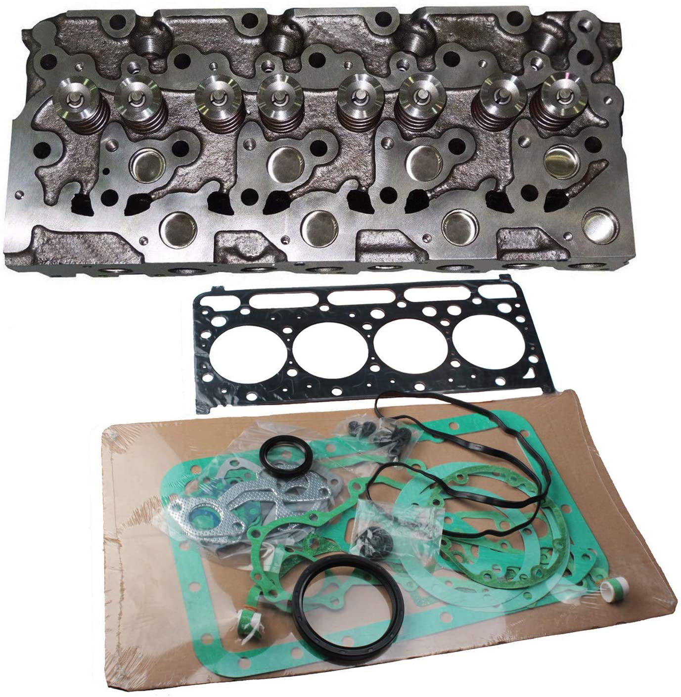 Complete Cylinder Head + Full Gasket Kit 16429-0304 6655153 for Kubota V2203 V2203T V2203E V2203B Engine Bobcat Loaders - KUDUPARTS